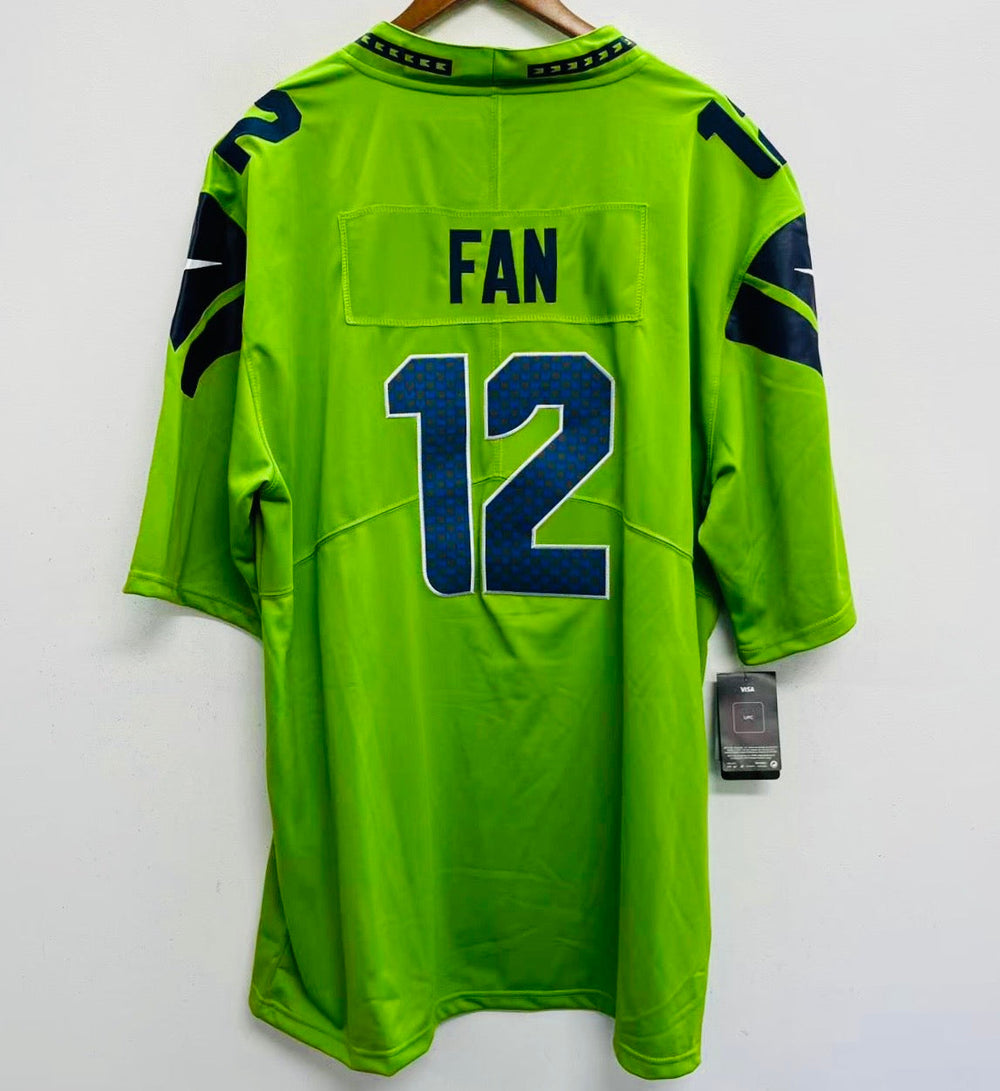 Seattle Seahawks 12 FAN Official NFL Jersey Nike neon green