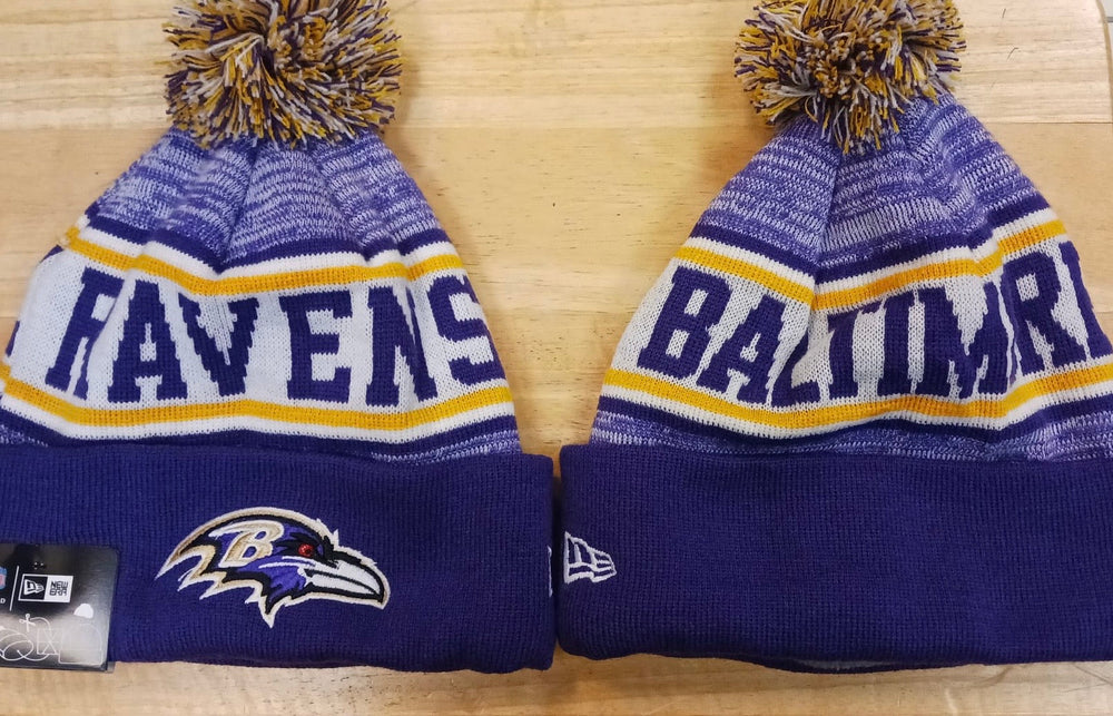 Baltimore Ravens Official NFL New Era winter Hat with Pom
