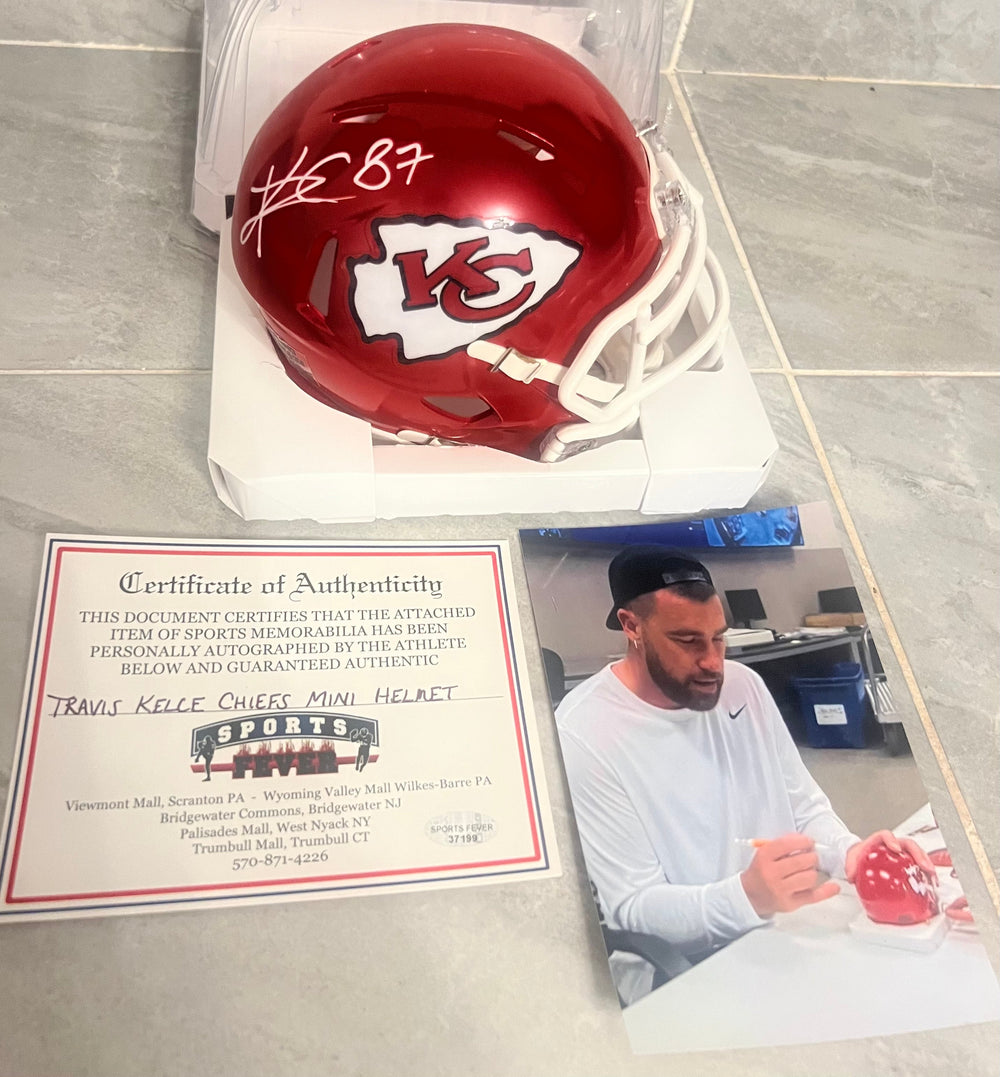 Travis Kelce Autographed Kansas City Chiefs Mini Helmet