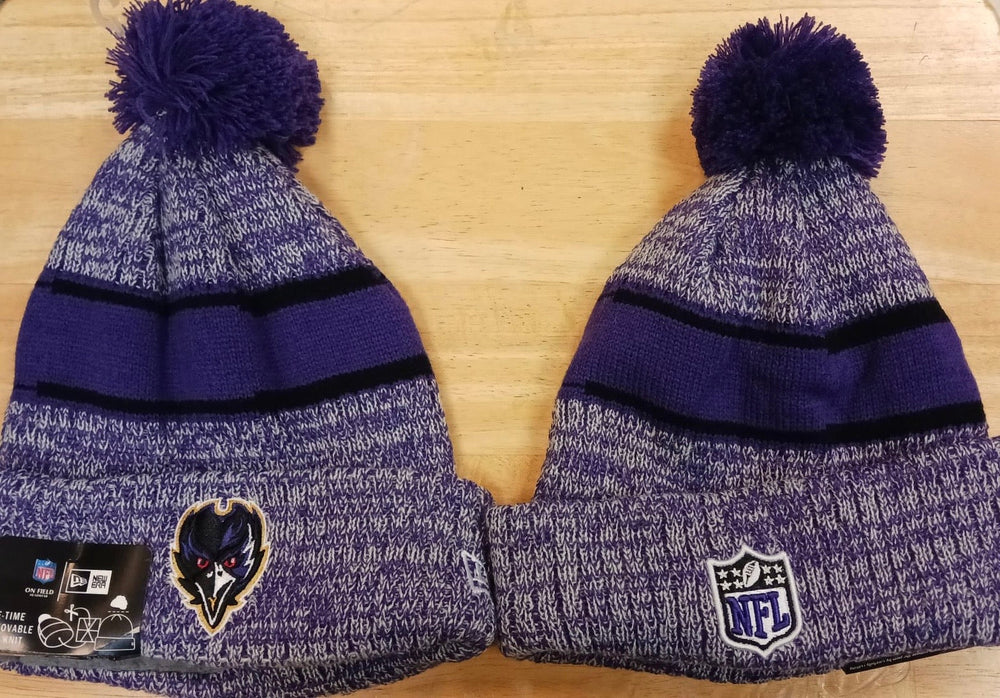 Baltimore Ravens Official NFL New Era winter Hat with Pom