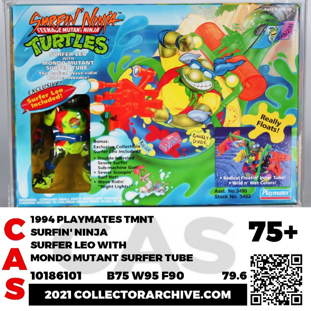Surfer Leo w/ Mondo Mutant Surfer Tube (TMNT, Playmates) **CAS Graded 75/95/90**