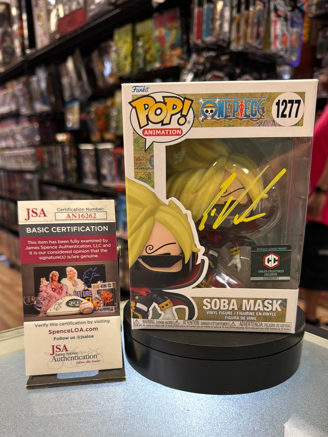 Soba Mask Signed BY Eric Vale (Funko Pop, One Piece) JSA Authenticated* product image 1, provided for visual reference and