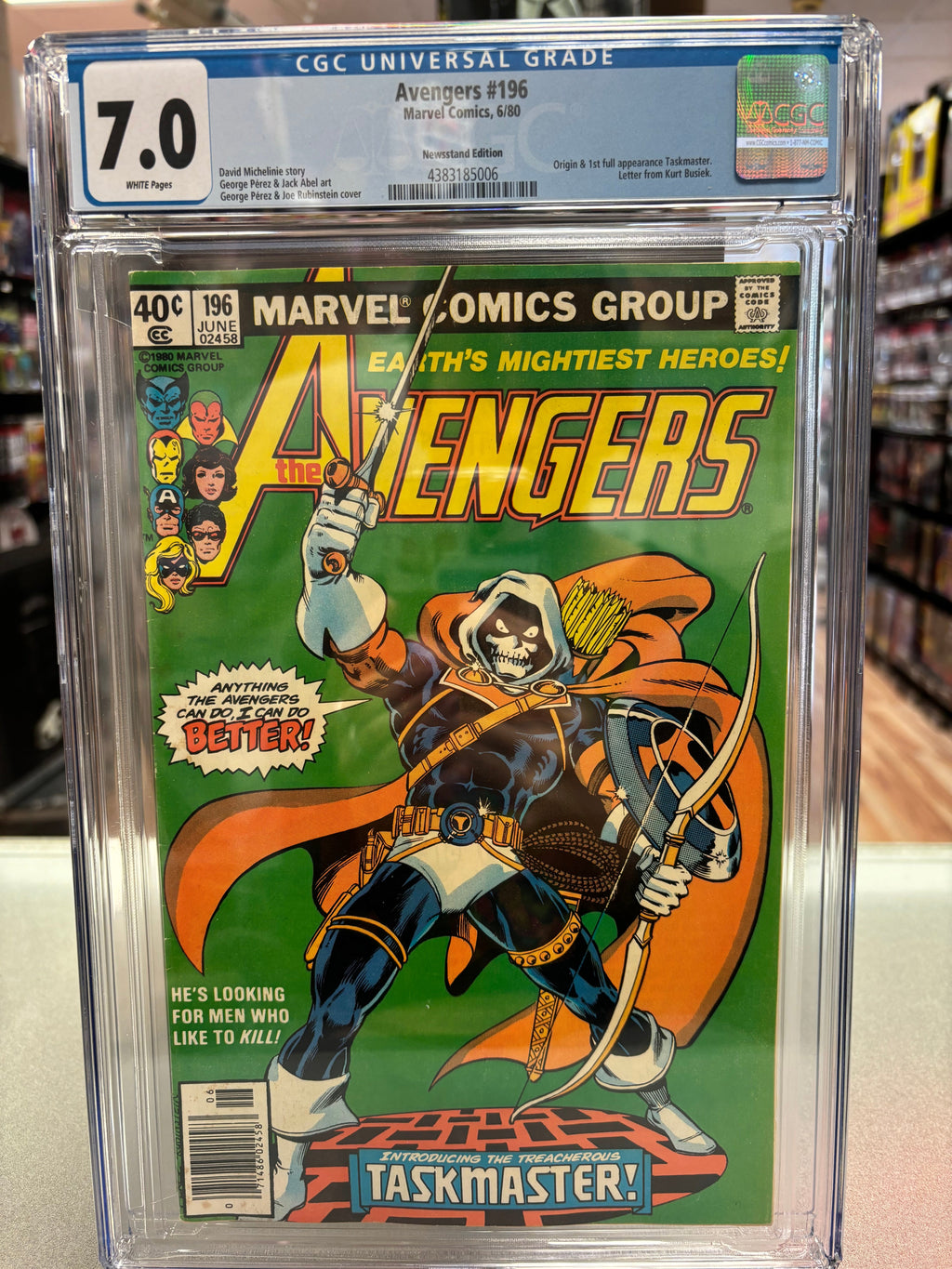 Avengers #196 (CGC Graded 7.0 White, Marvel Comics) **1st App Taskmaster** product image 1, provided for visual reference