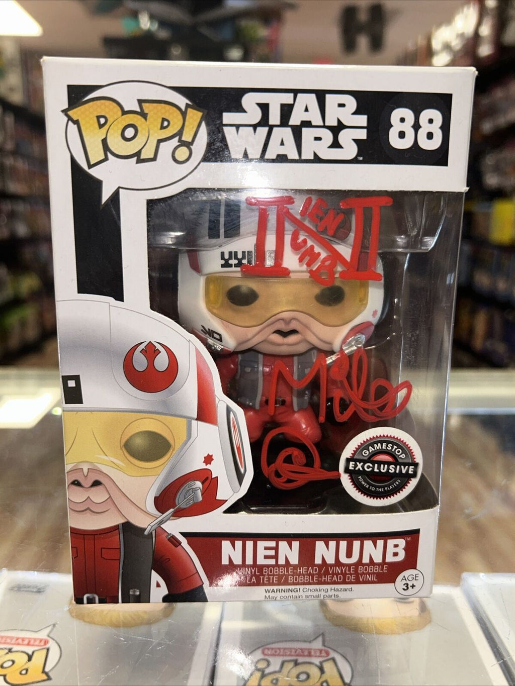 Nien Numb signed by Mike Quinn (Funko Pop, Star Wars) **JSA Auth.* (GameStop) product image 2, provided for visual reference