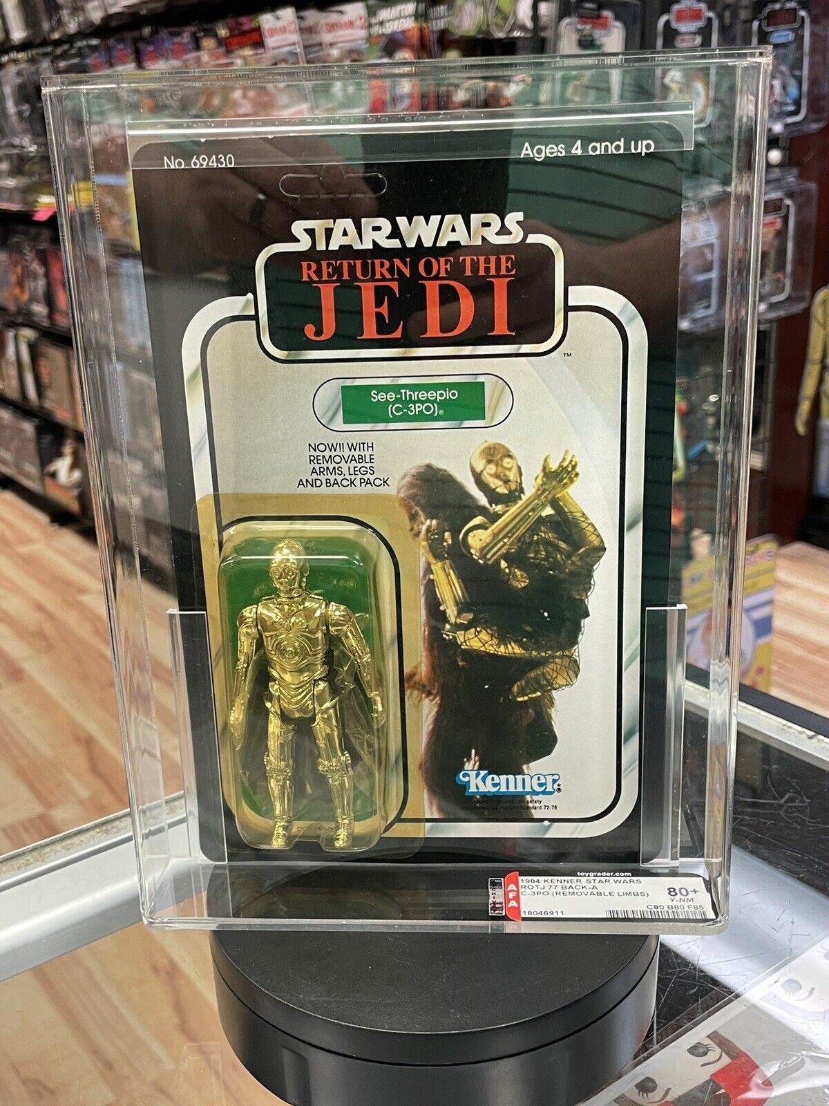 Vintage C-3PO Removable Limbs 77 Back A (Star Wars Kenner, ROTJ) AFA Graded 80+Y product image 1, provided for visual