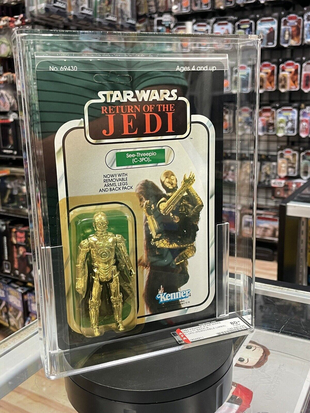 Vintage C-3PO Removable Limbs 77 Back A (Star Wars Kenner, ROTJ) AFA Graded 80+Y product image 2, provided for visual