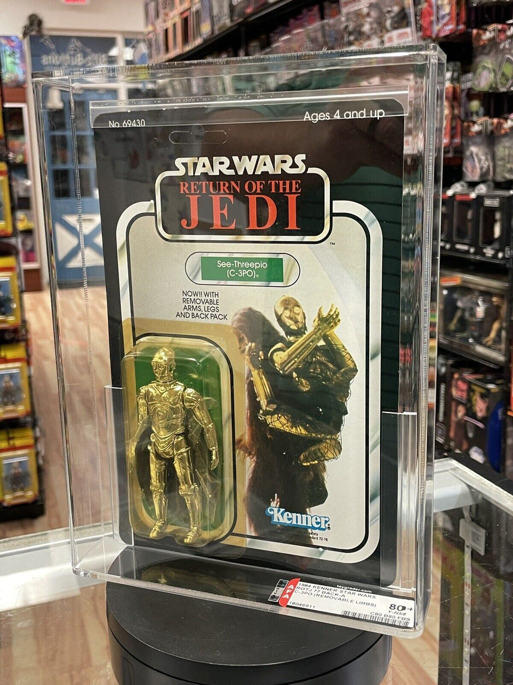 Vintage C-3PO Removable Limbs 77 Back A (Star Wars Kenner, ROTJ) AFA Graded 80+Y product image 3, provided for visual