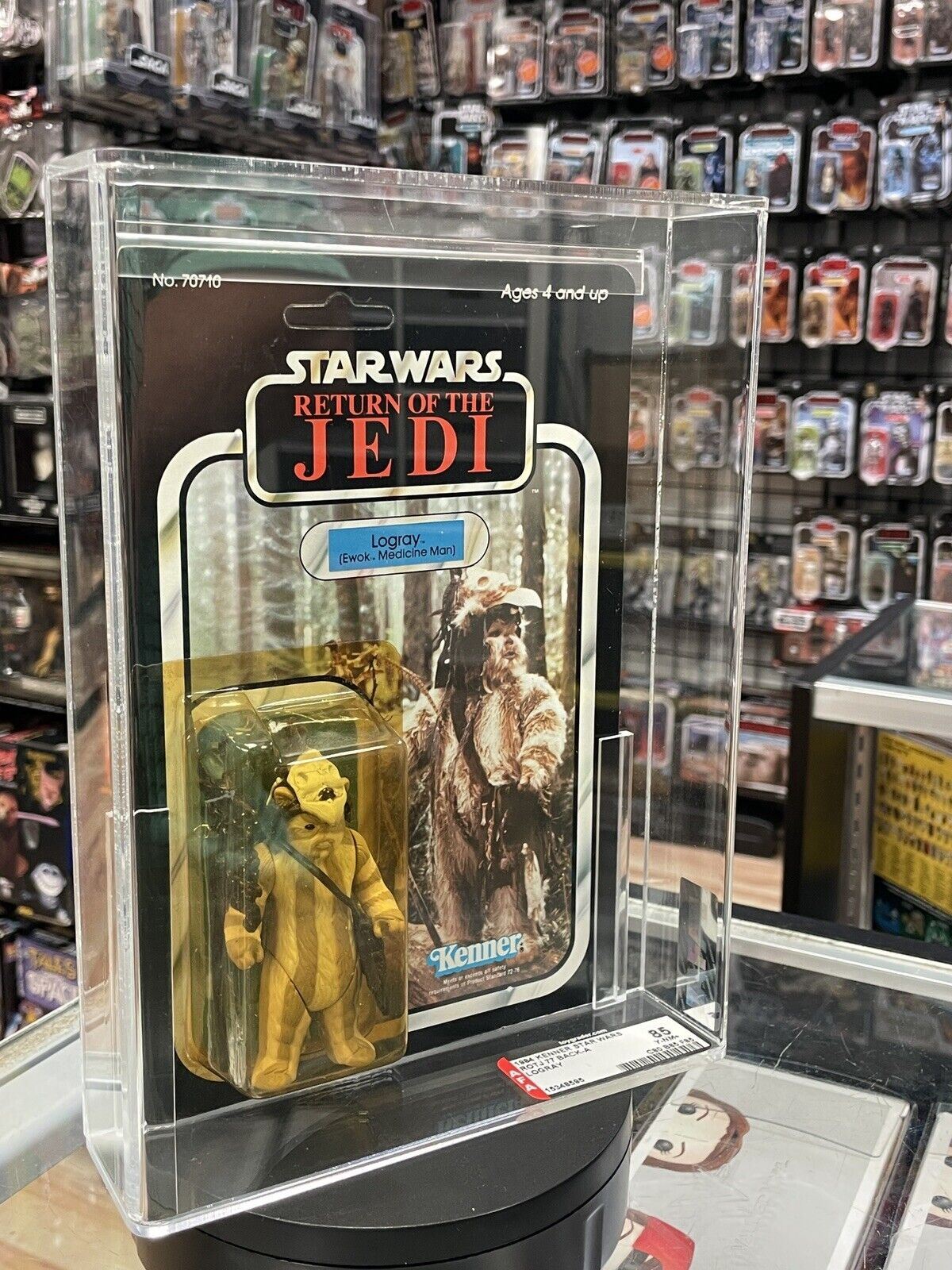 Vintage Logray 77 Back A (Star Wars Kenner, ROTJ) AFA Graded 85 Y product image 2, provided for visual reference and product