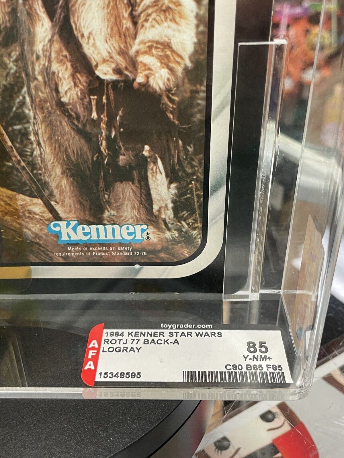 Vintage Logray 77 Back A (Star Wars Kenner, ROTJ) AFA Graded 85 Y product image 3, provided for visual reference and product