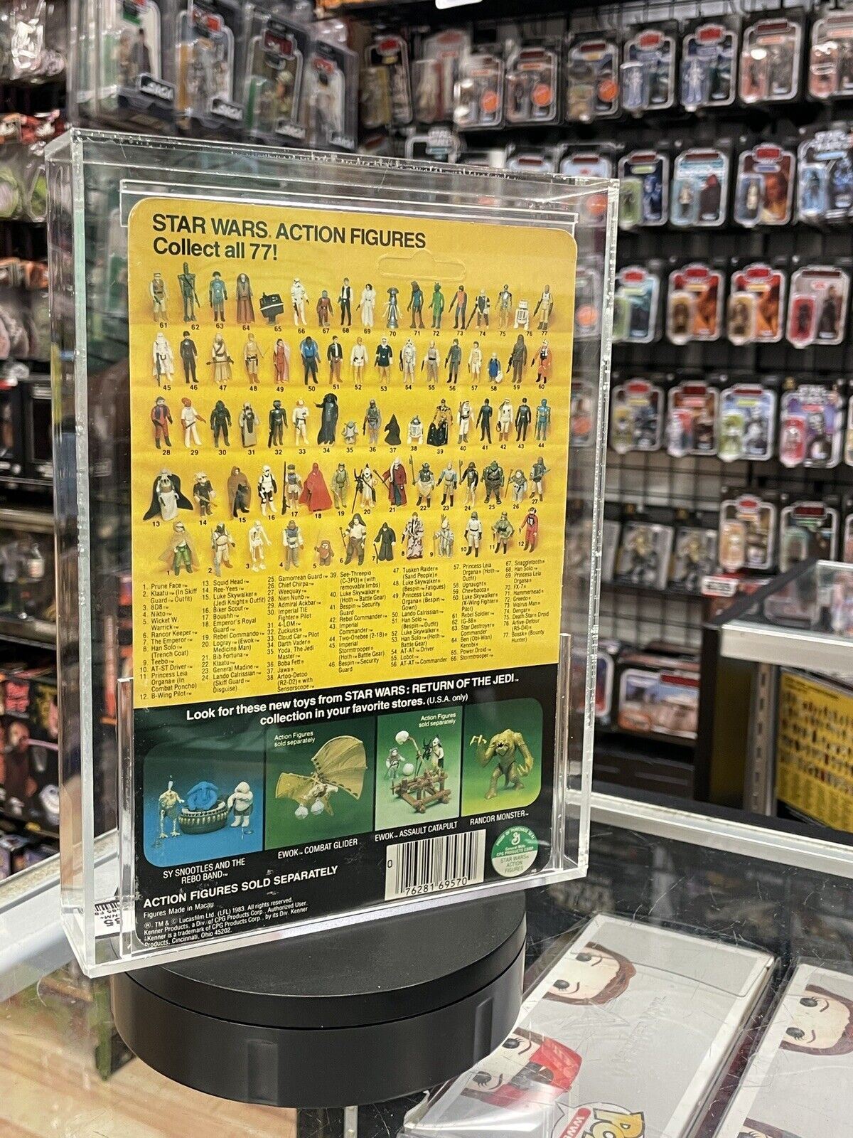 Vintage Logray 77 Back A (Star Wars Kenner, ROTJ) AFA Graded 85 Y product image 5, provided for visual reference and product
