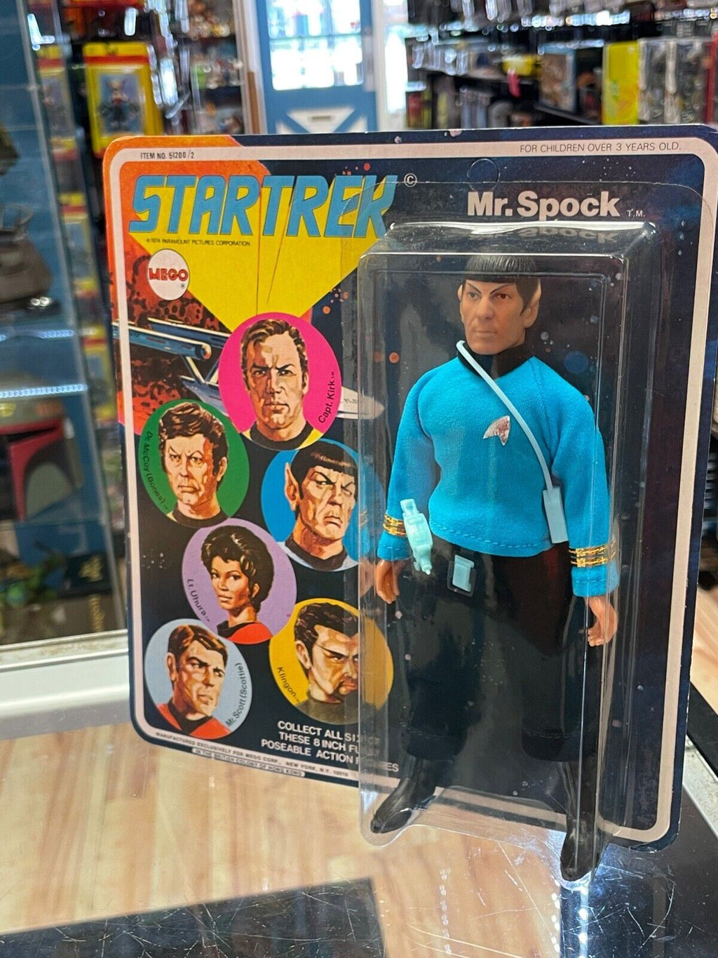 Spock (Star Trek Original Series, Vintage Mego 1974) **Unpunched Grade-able** product image 2, provided for visual reference
