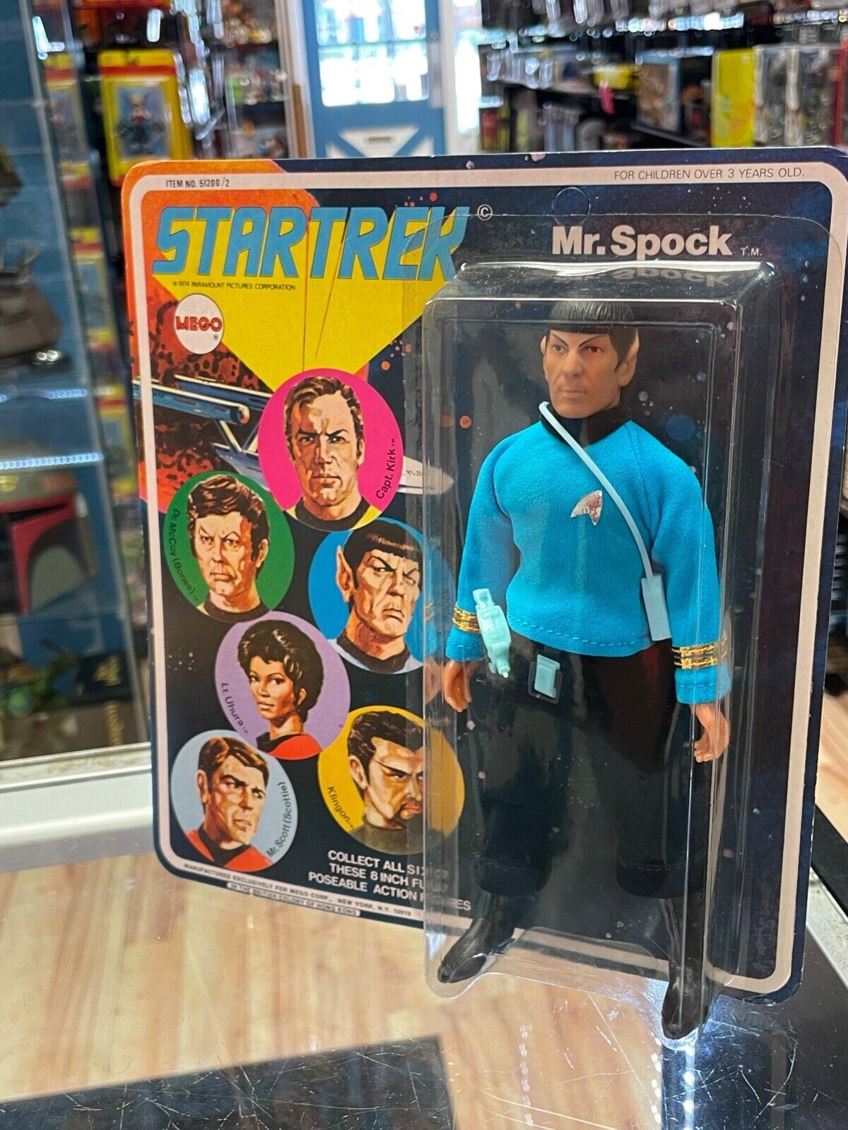 Spock (Star Trek Original Series, Vintage Mego 1974) **Unpunched Grade-able** product image 2, provided for visual reference
