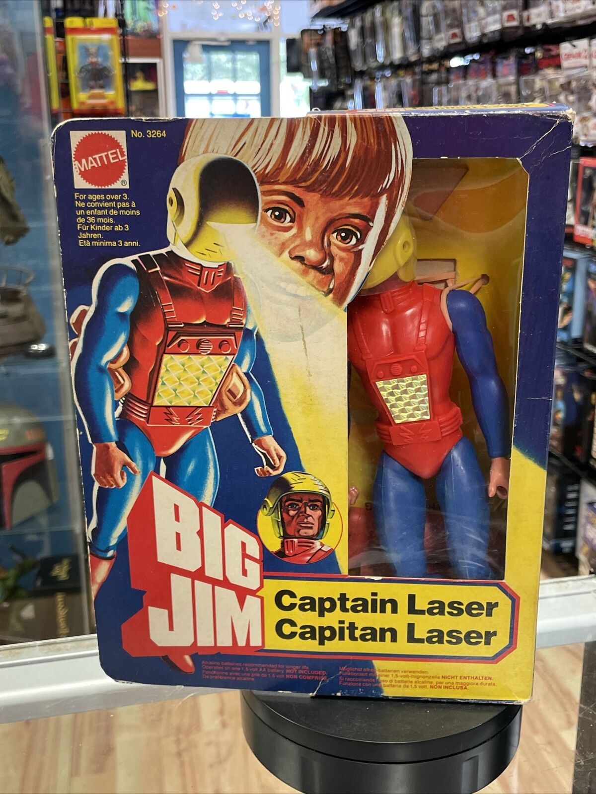 Captain Laser 3264 (Big Jim, Vintage Mattel 1980 HK) **Sealed** product image 1, provided for visual reference and product