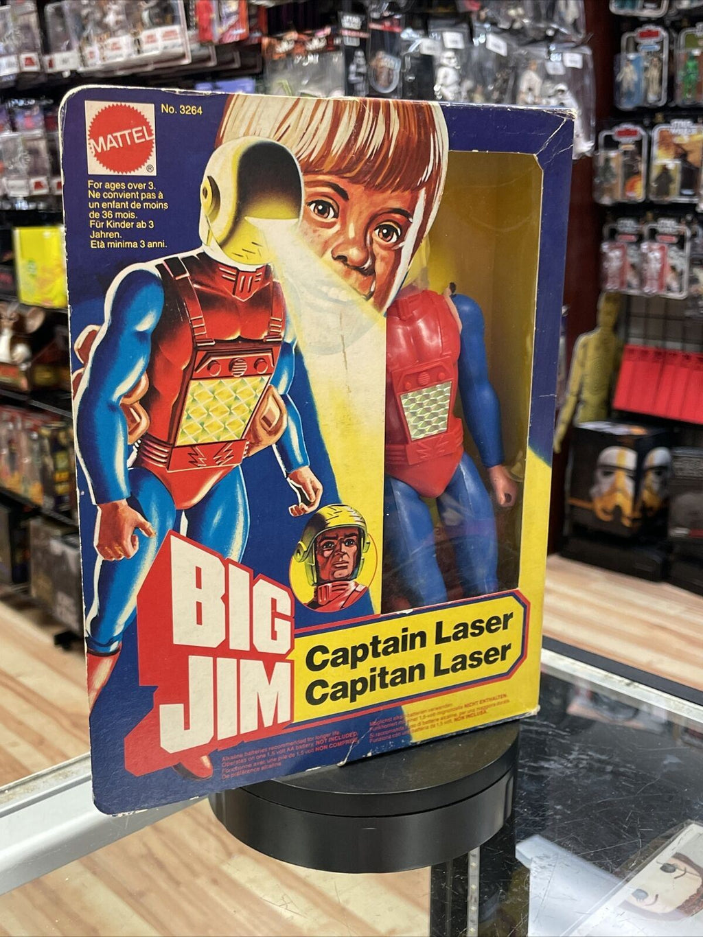 Captain Laser 3264 (Big Jim, Vintage Mattel 1980 HK) **Sealed** product image 3, provided for visual reference and product