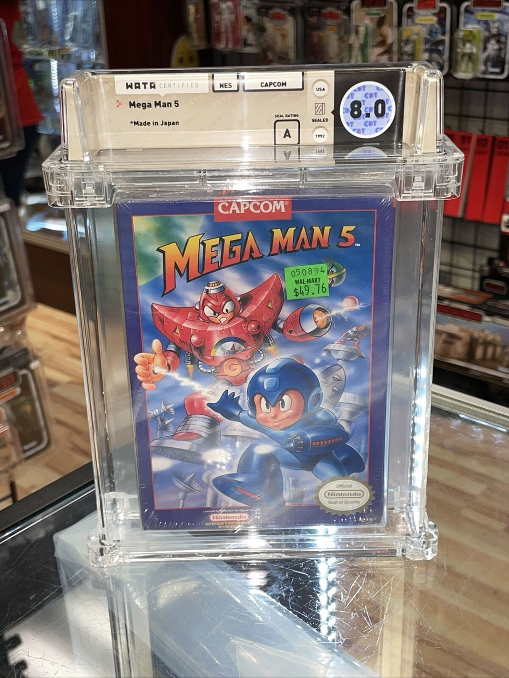 Mega Man 5 (NES Nintendo, Sealed) **WATA Graded 8.0** product image 1, provided for visual reference and product detail