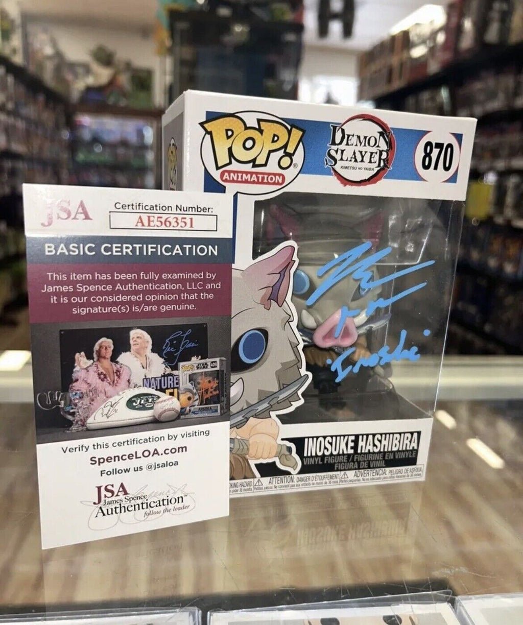 Inosuke signed by Bryce papenbrook (Funko, Demonslayer) *JSA Authenticated* product image 1, provided for visual reference