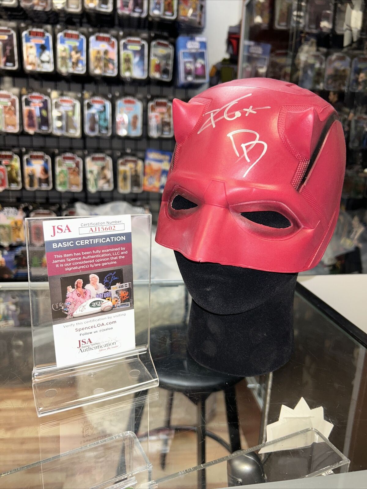 DareDevil Mask signed by Charlie Cox *JSA Authenticated* (Marvel Comics) product image 1, provided for visual reference and