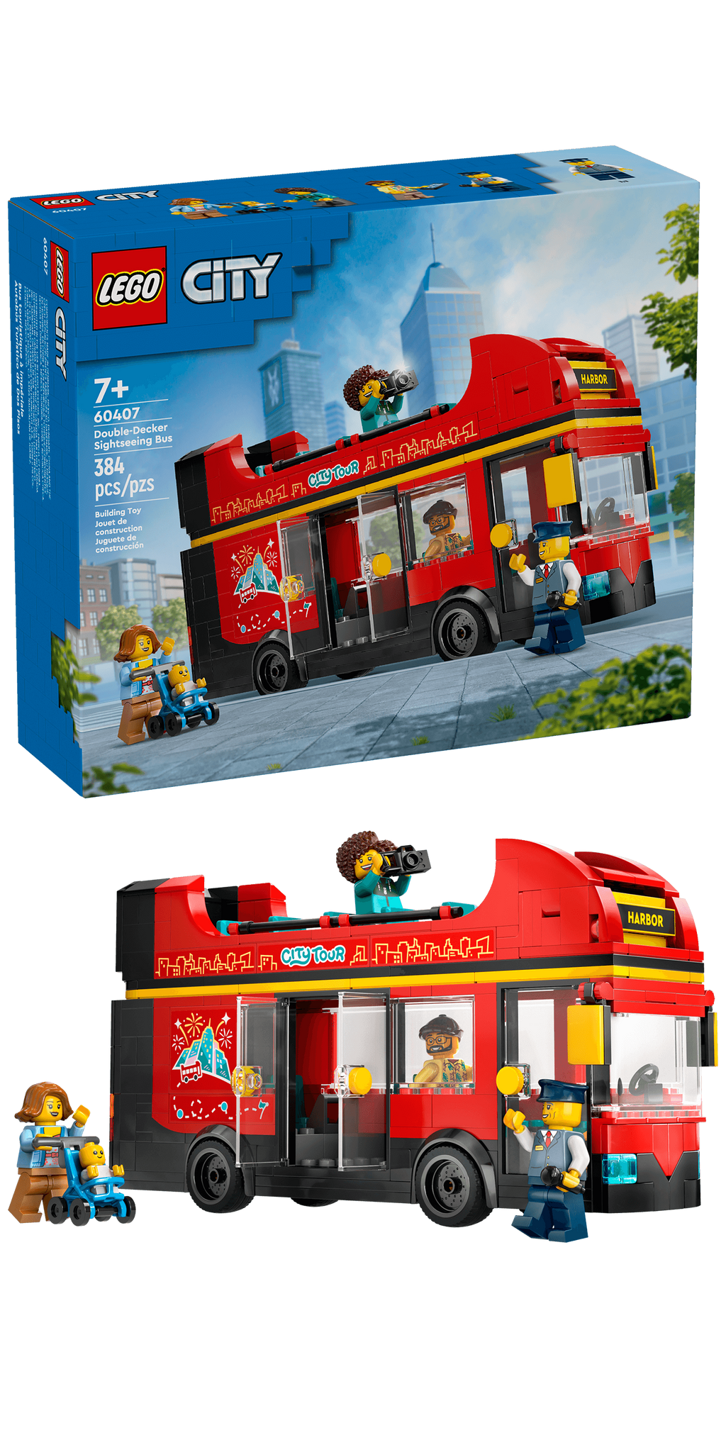 60407 Red Double-Decker Sightseeing Bus product image 3, provided for visual reference and product detail review