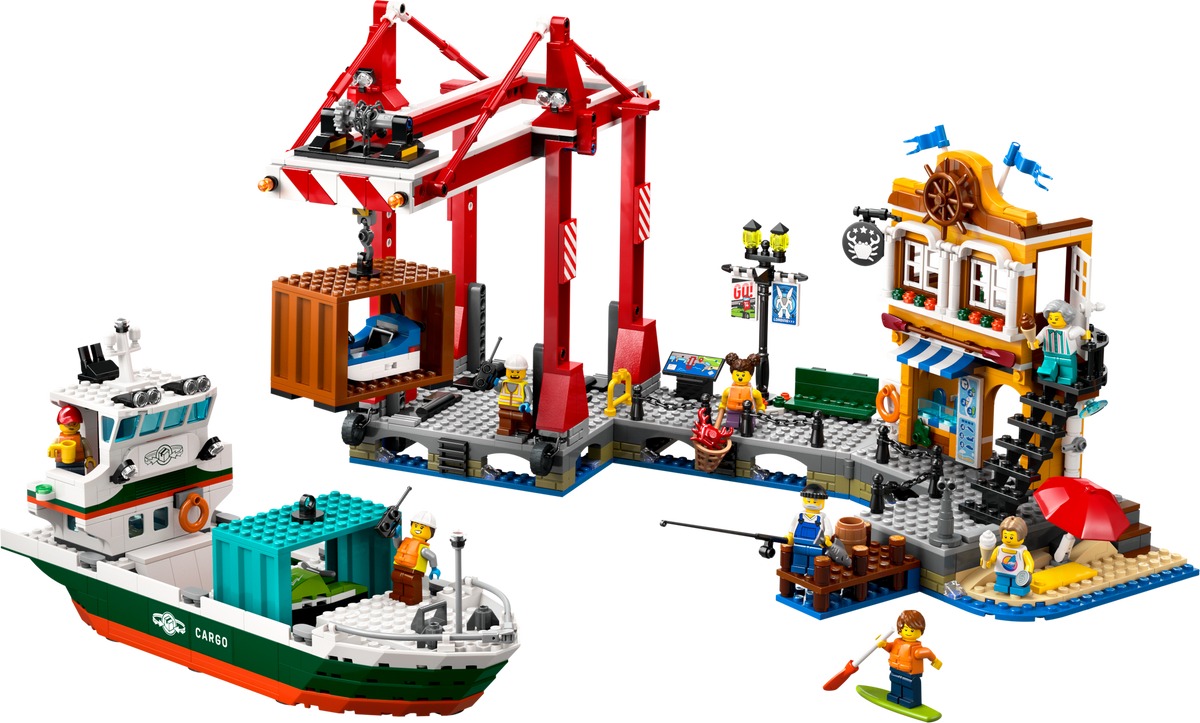 60422 Seaside Harbor with Cargo Ship product image 2, provided for visual reference and product detail review