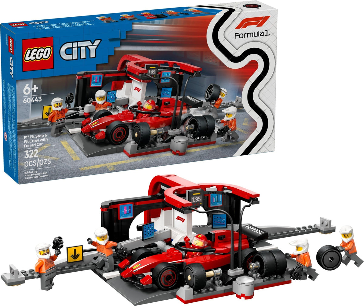 60443 F1 Pit Stop & Pit Crew with Ferrari Car product image 1, provided for visual reference and product detail review