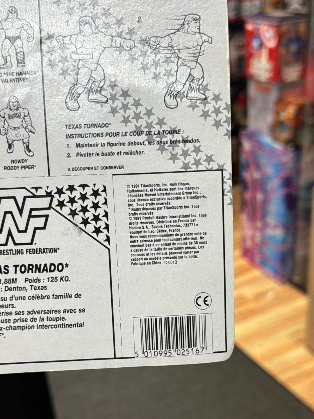 French Card Texas Tornado 1341 (Vintage WWE WWF, Hasbro) Sealed product image 16, provided for visual reference and product