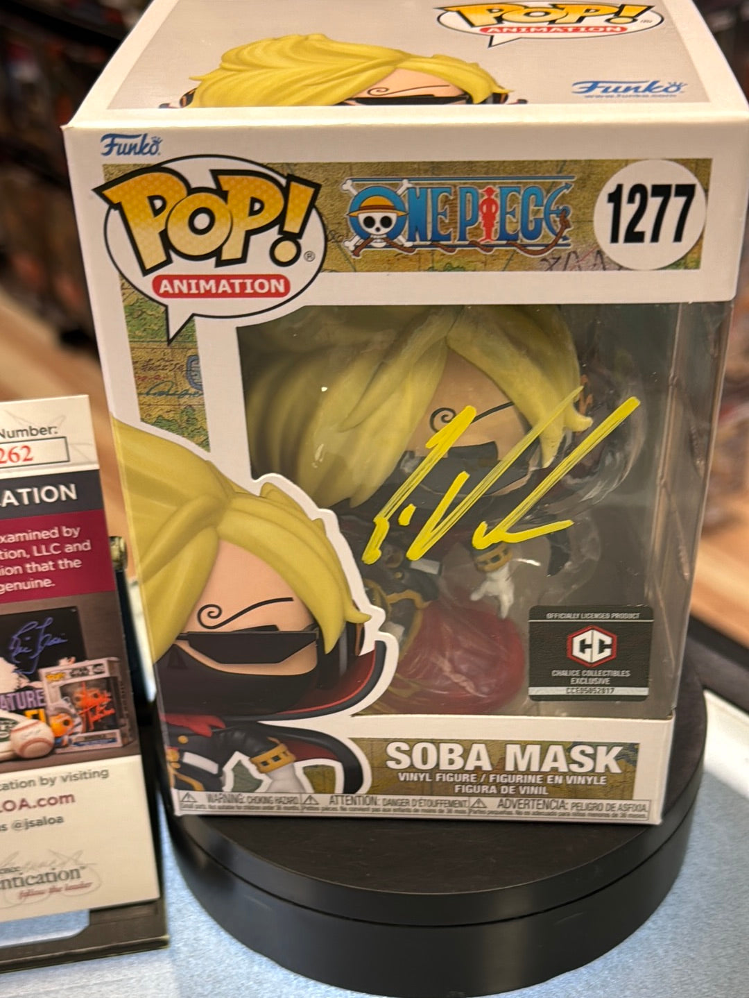 Soba Mask Signed BY Eric Vale (Funko Pop, One Piece) JSA Authenticated* product image 3, provided for visual reference and