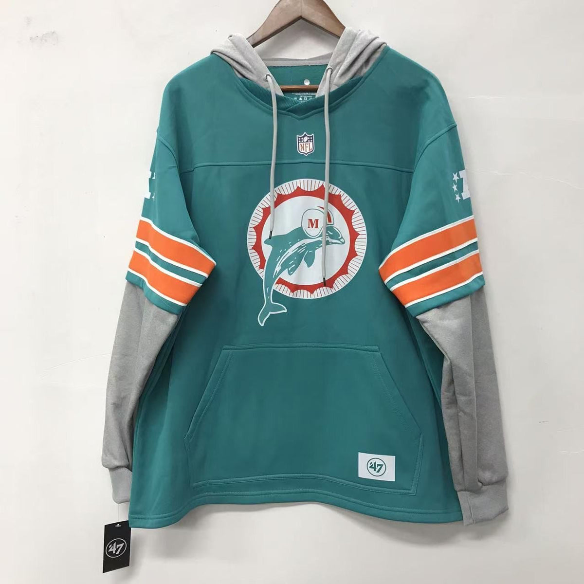 Miami Dolphins Retro logo Official NFL 47 brand hoodie product image 1