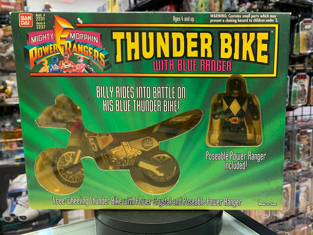 Black Ranger with Thunder Bike (Vintage MMPR Power Rangers, Bandai)