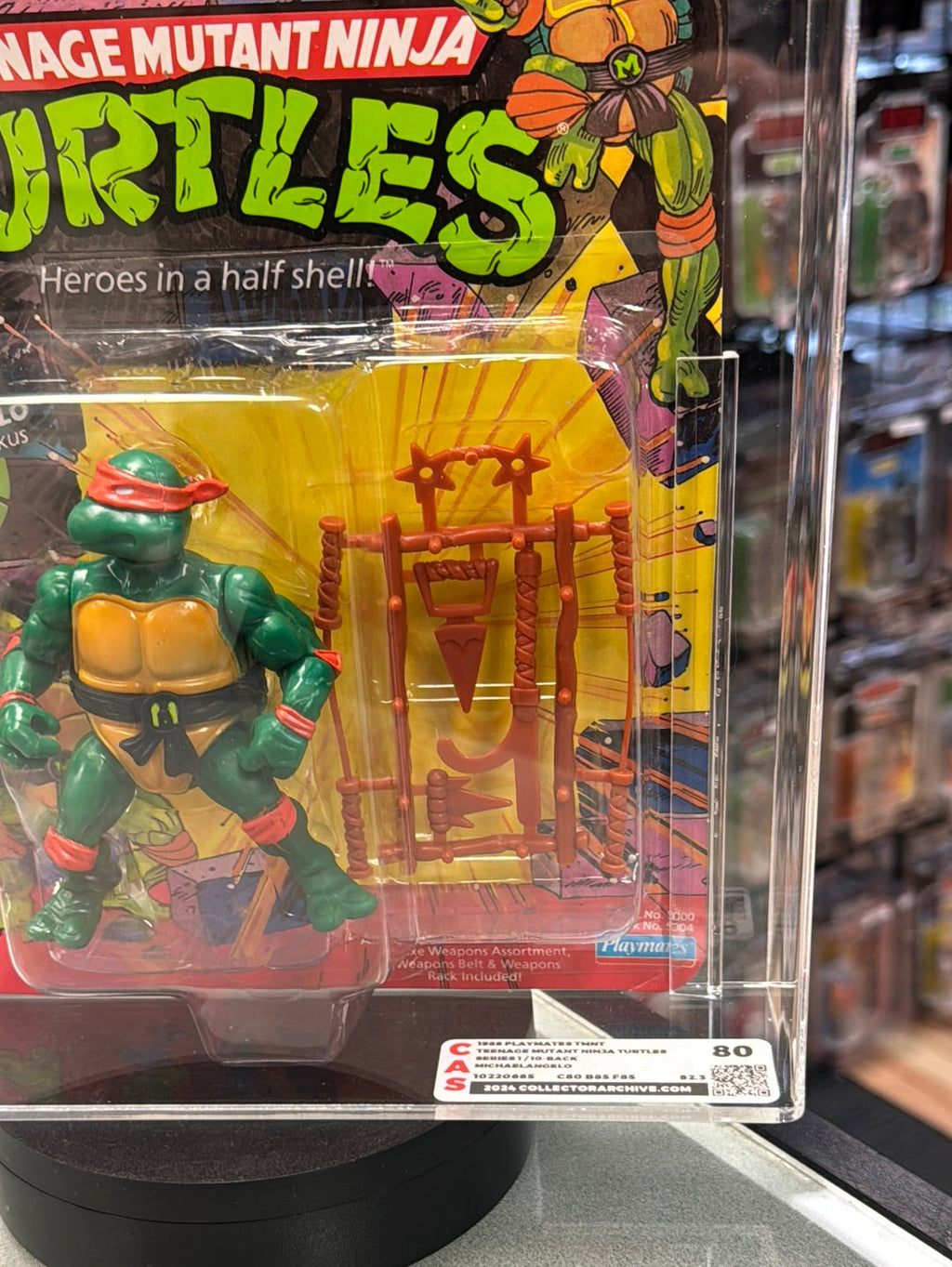Michaelangelo 10 Back Hard Head (Vintage TMNT Ninja Turtles, Playmates) **CAS Graded 80** product image 4, provided for