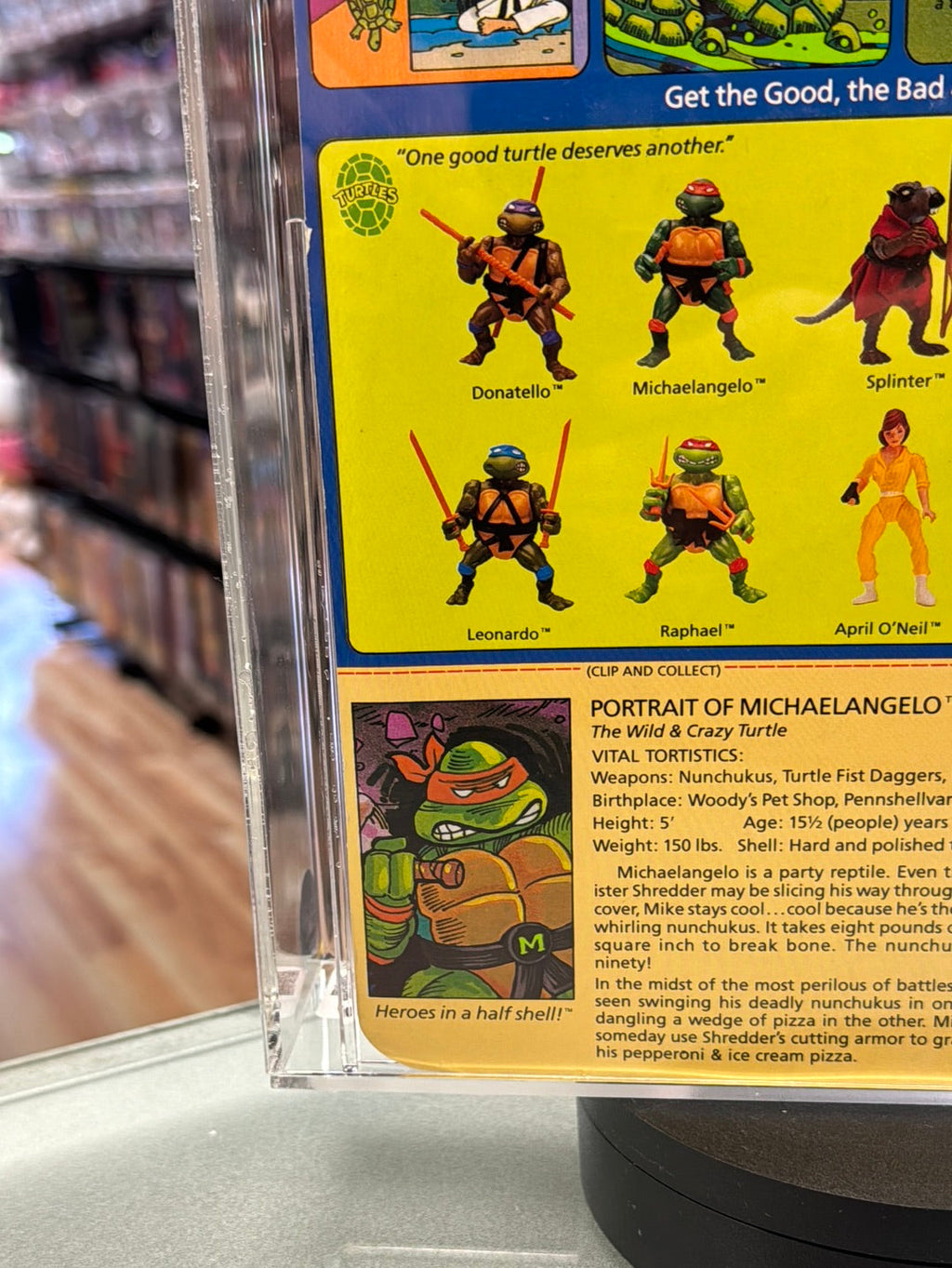 Michaelangelo 10 Back Hard Head (Vintage TMNT Ninja Turtles, Playmates) **CAS Graded 80** product image 10, provided for