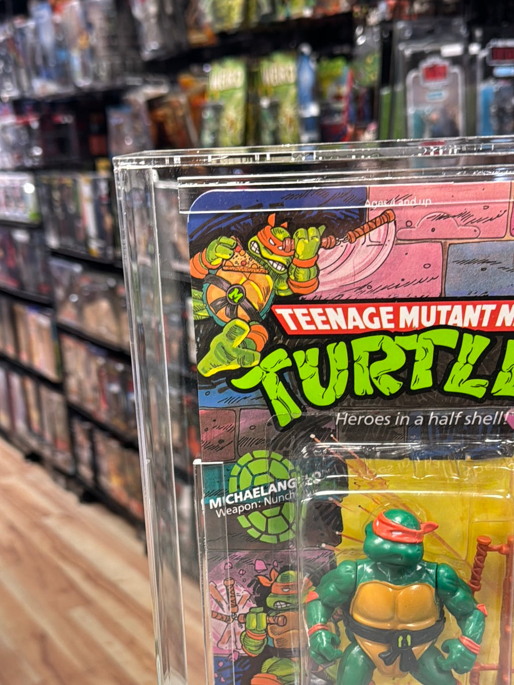 Michaelangelo 10 Back Hard Head (Vintage TMNT Ninja Turtles, Playmates) **CAS Graded 80** product image 2, provided for