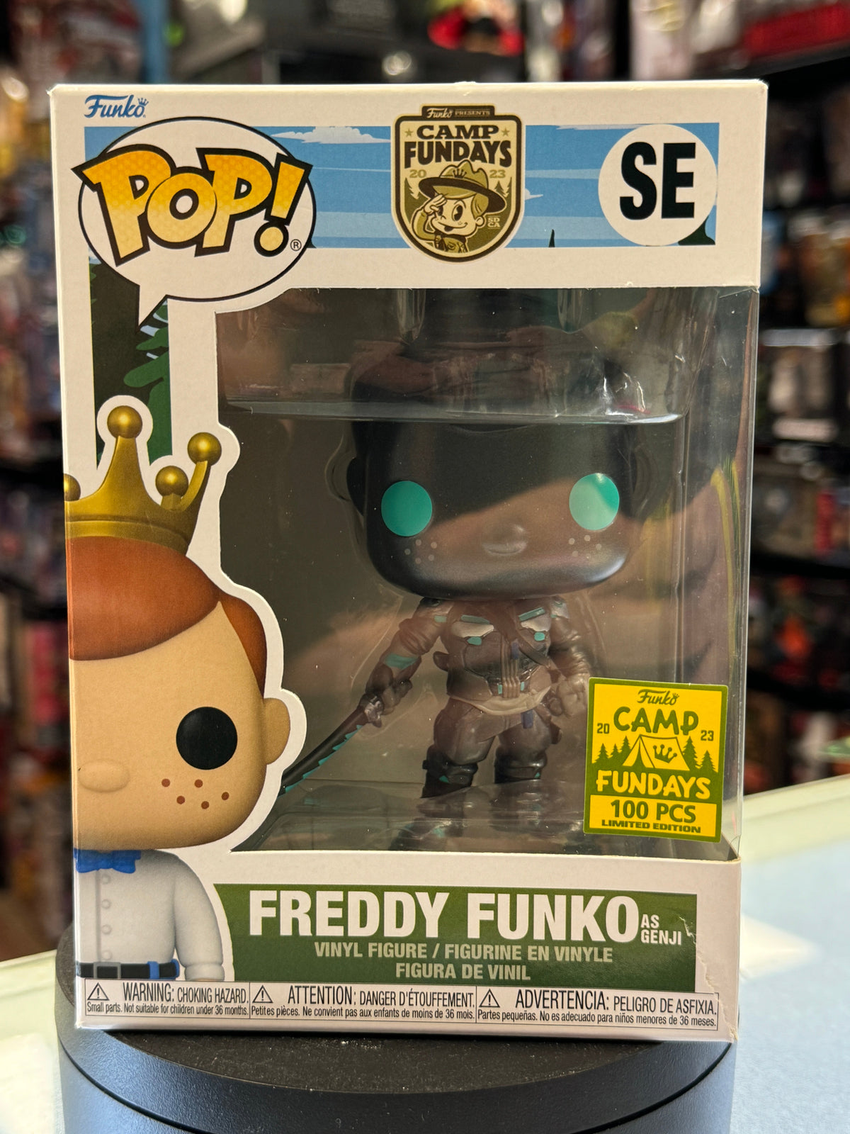 Freddy Funko as Overwatch Genji (Funko Pop!, Camp Fundays) **100 Piece Count** product image 2, provided for visual