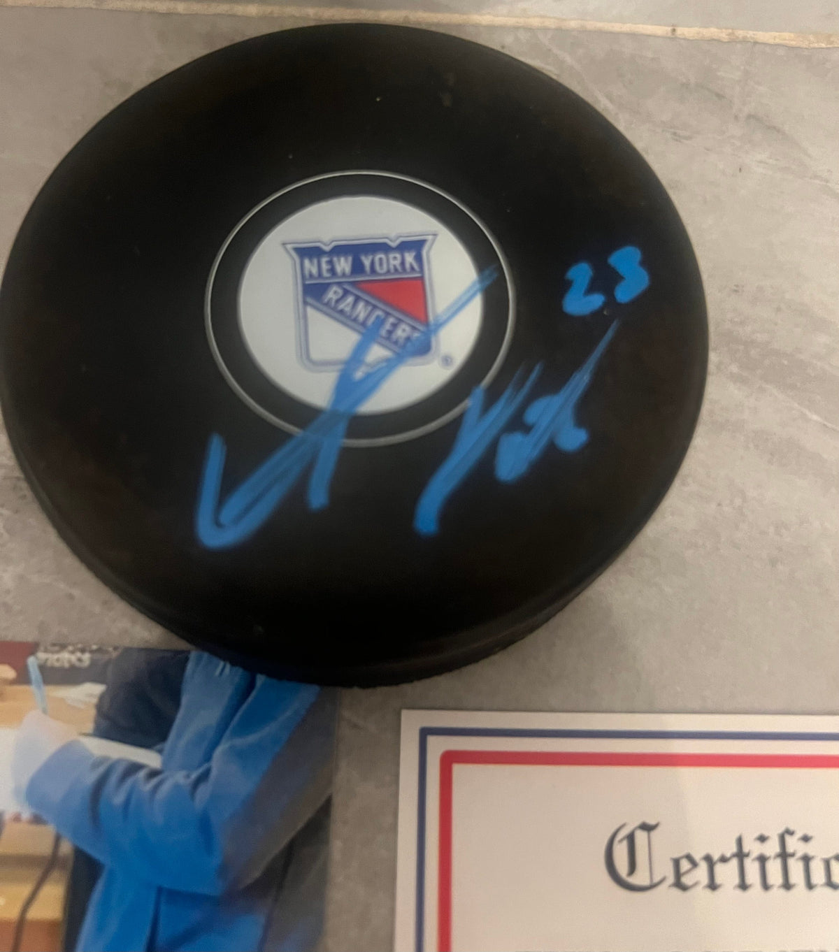 Adam Fox New York Rangers autographed hockey puck with COA product image 2