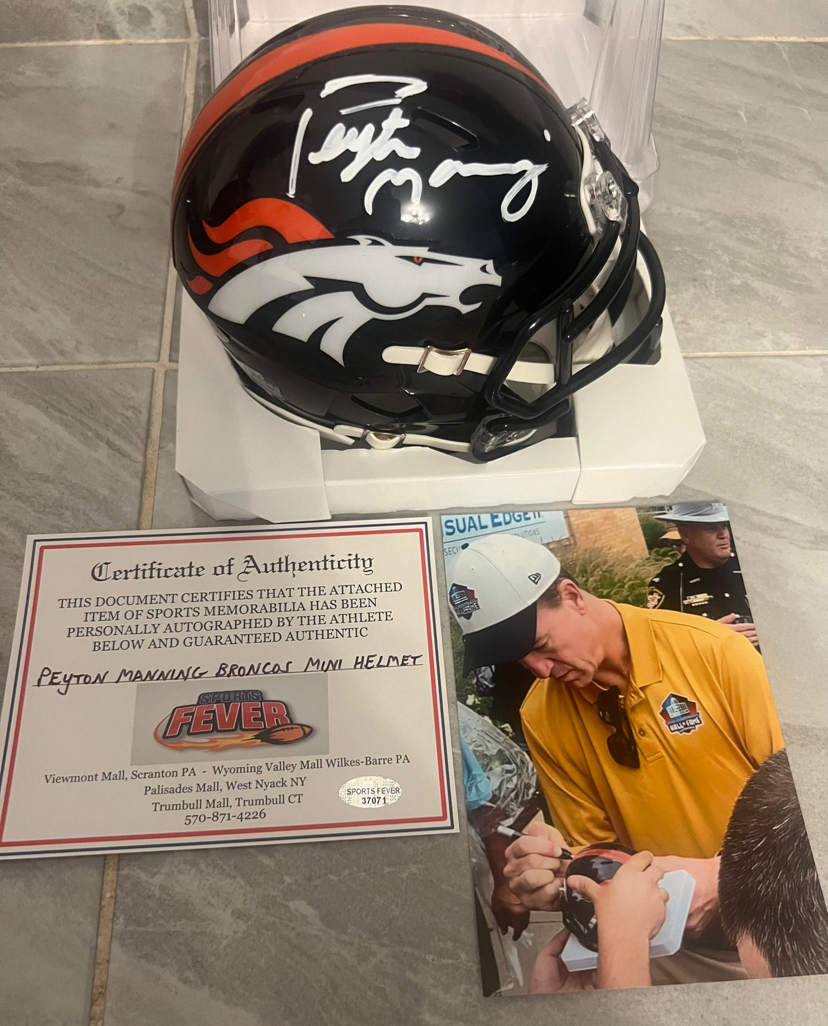 Peyton Manning Autographed Denver Broncos Mini Helmet with product image 1