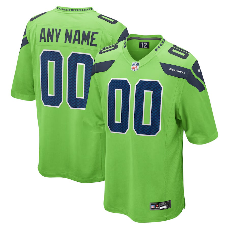 Any name & Number Seattle Seahawks Neon Green NFL Nike