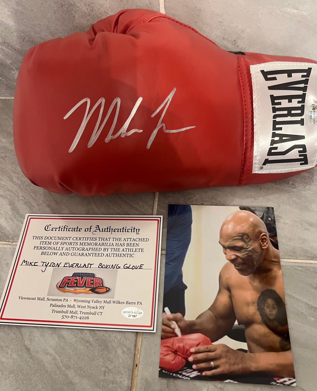 Mike Tyson Autographed Everlast Boxing glove COA & Photo product image 1