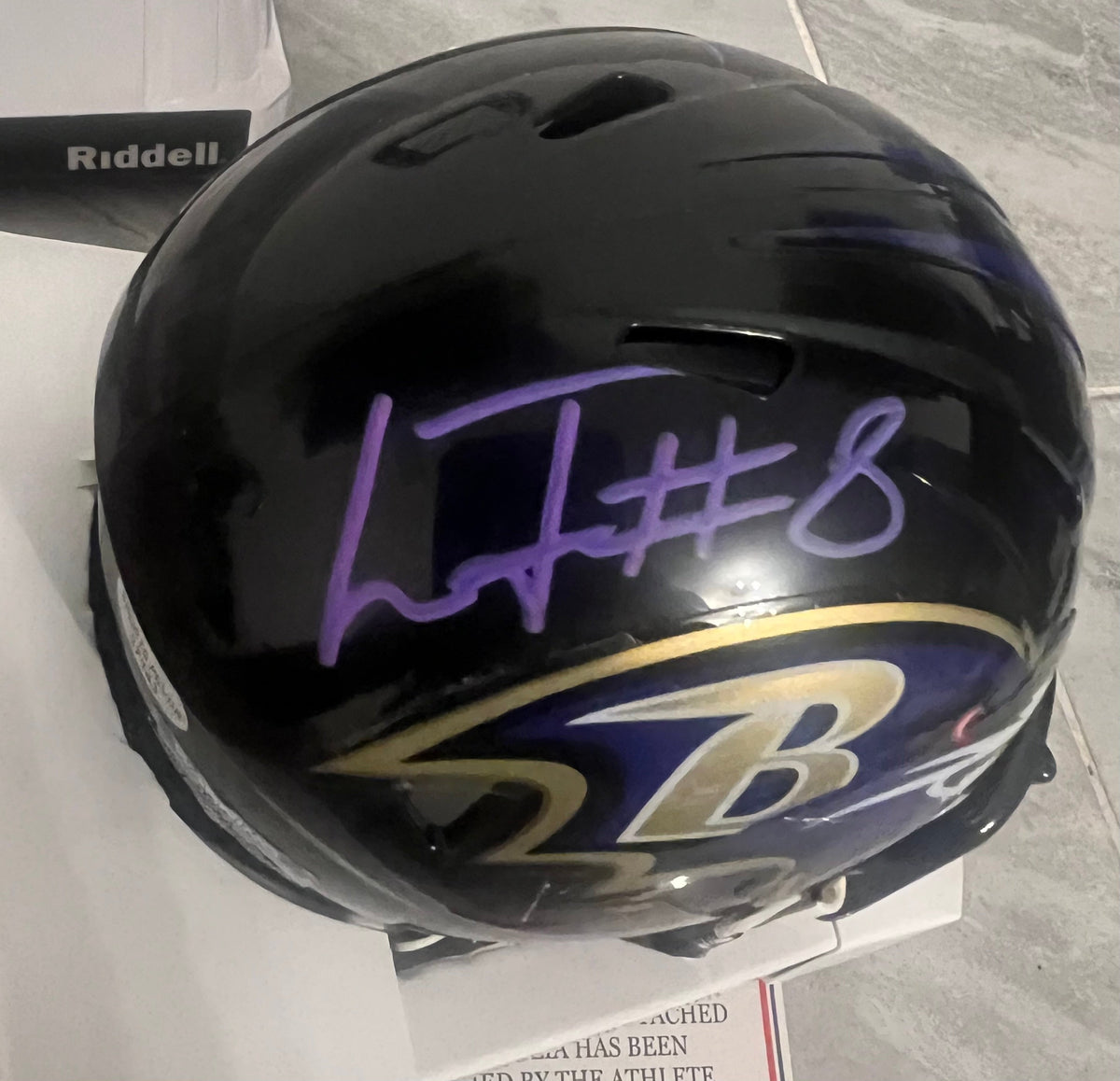 Lamar Jackson Autographed Baltimore Ravens Mini Helmet with product image 2