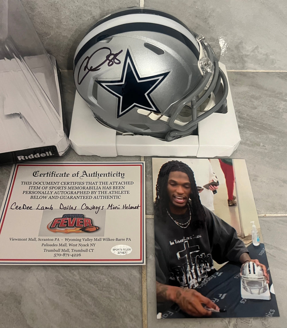 CeeDee Lamb Autographed Dallas Cowboys Mini Helmet with COA