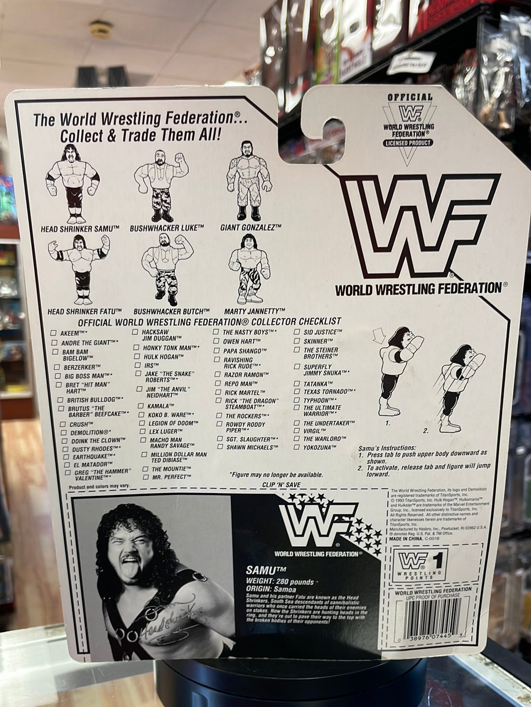 Samu of the Headshrinkers (WWE WWF, Vintage Hasbro)**American Card** product image 10, provided for visual reference and