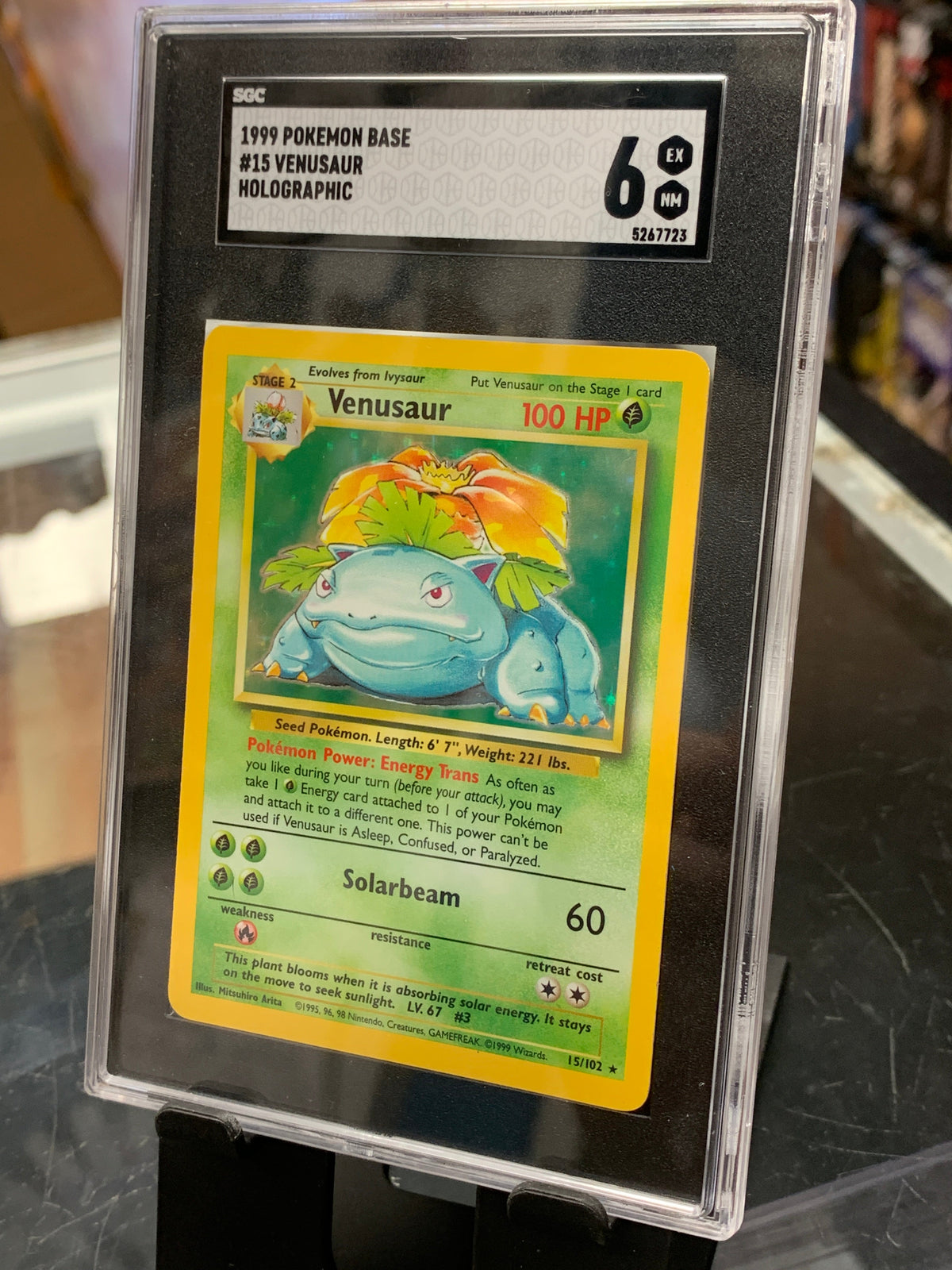 Base Set Venusaur 15/102 1999 Holo (Wizards TCG, Pokémon) SGC 6 product image 2, provided for visual reference and product