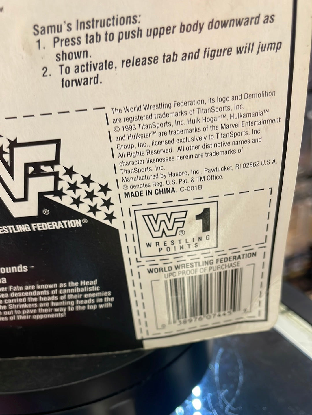 Samu of the Headshrinkers (WWE WWF, Vintage Hasbro)**American Card** product image 14, provided for visual reference and