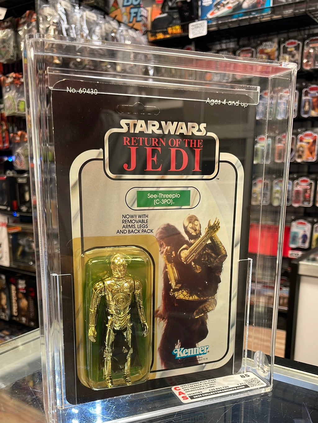 Vintage C-3PO 65 Back Unpunched (Tsukuda Kenner, Star Wars 1983) CAS Graded 85 product image 2, provided for visual