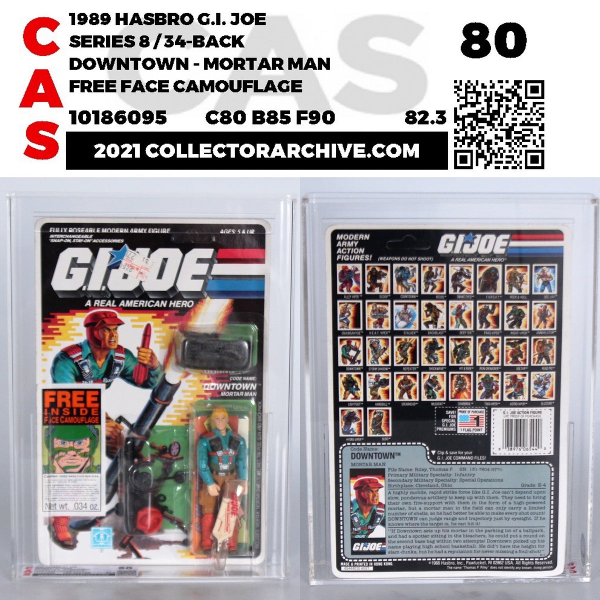 Downtown w/Camo (GI Joe, Hasbro) **CAS Graded 80** product image 1, provided for visual reference and product detail review