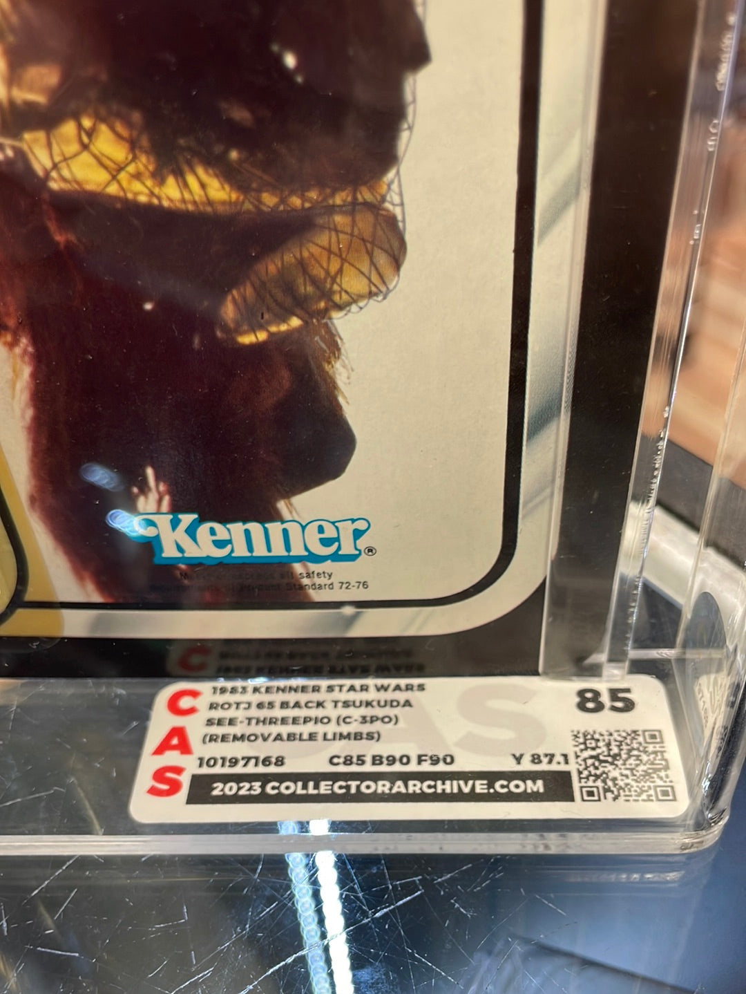 Vintage C-3PO 65 Back Unpunched (Tsukuda Kenner, Star Wars 1983) CAS Graded 85 product image 5, provided for visual