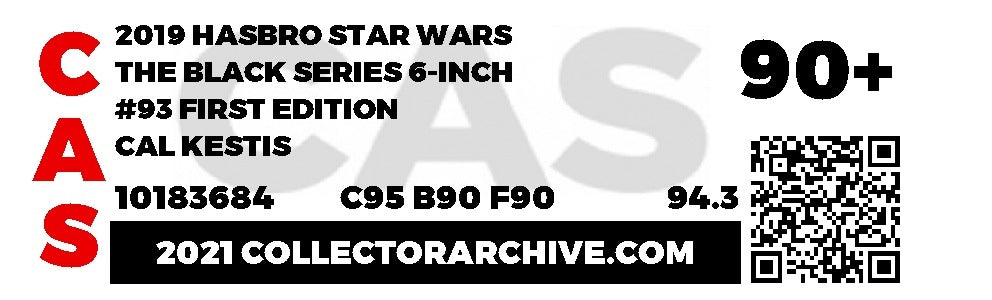 First Edition: Cal Kestis (Star Wars, Hasbro) **CAS Graded 90+ ** product image 3, provided for visual reference and product