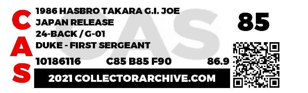 First Sergeant Duke 1986 (GI Joe, Takara) **CAS Graded 85** product image 4, provided for visual reference and product