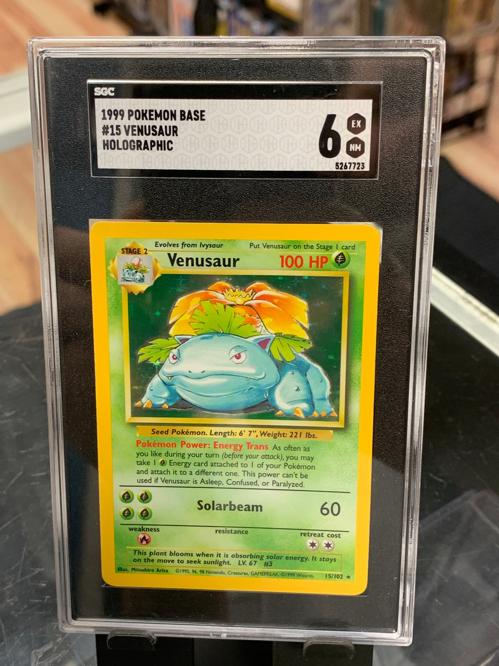 Base Set Venusaur 15/102 1999 Holo (Wizards TCG, Pokémon) SGC 6